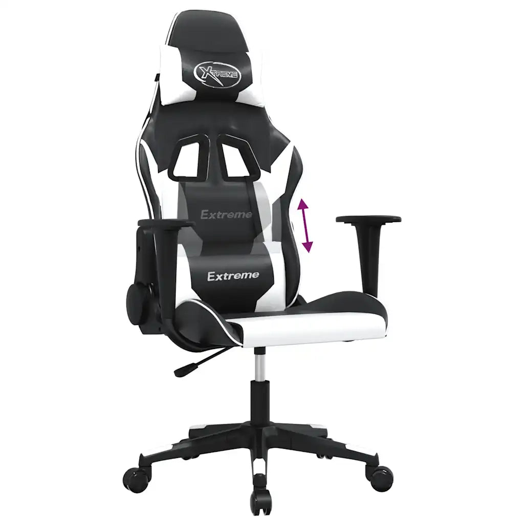 vidaXL Sedia da Gaming Nero e Bianco in Similpelle