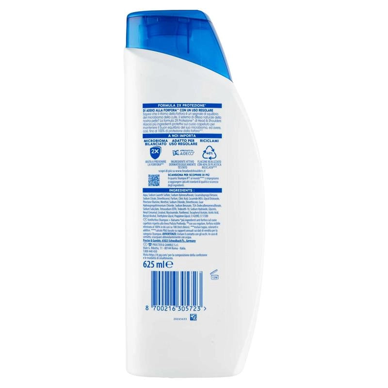 HEAD & SHOULDERS ANTIFORFORA SHAMPOO E BALSAMO 2IN1 MENTOLO FRESH 625 ML PER USO REGOLARE