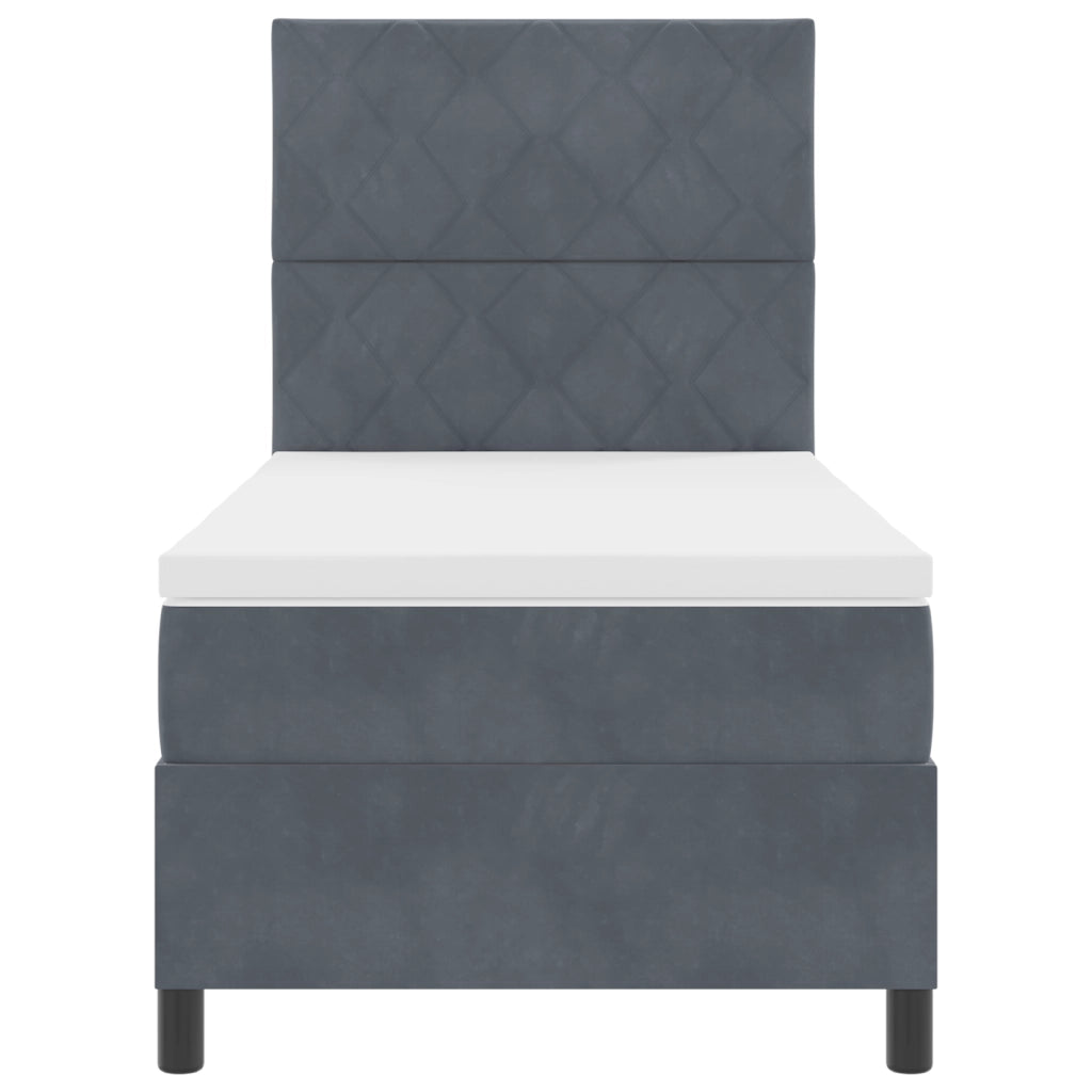 Letto Box Spring con Materasso Grigio scuro 90x200 cm Velluto