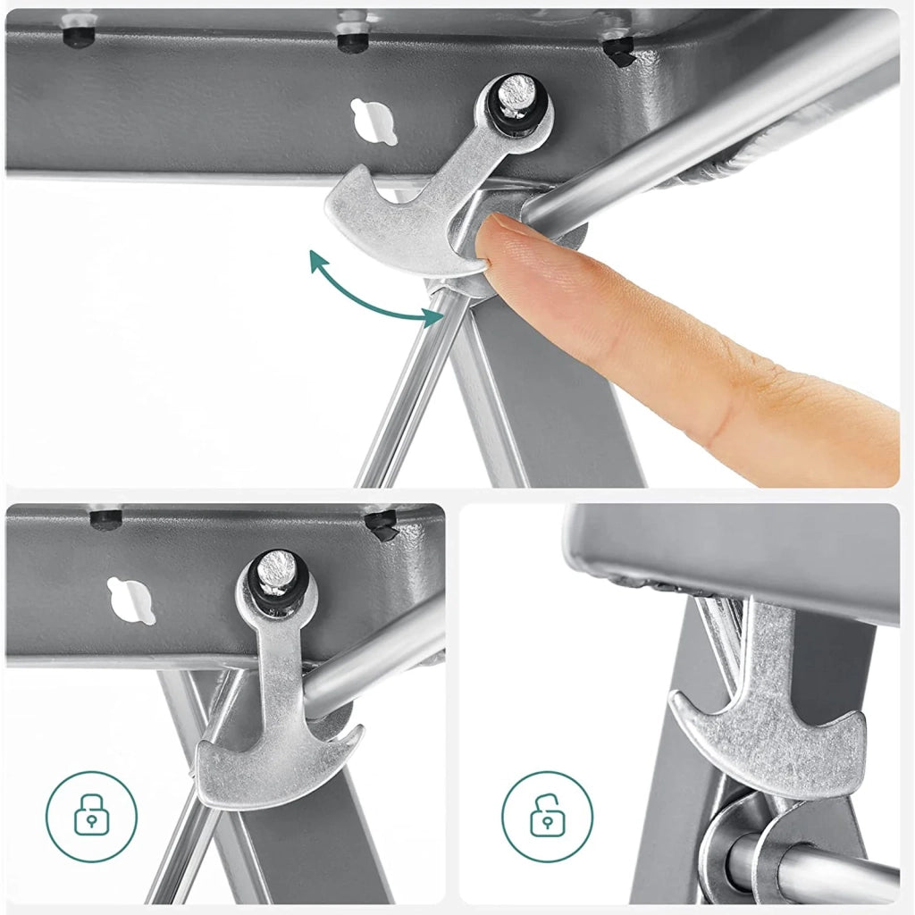 Scala domestica pieghevole a 3 gradini larghezza gradini 20 cm superficie antiscivolo con corrimano portata 150 kg acciaio grigio 12_0005324