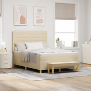 Letto con rete a molle e materasso panna 140x190 cm tessuto