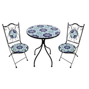 Set tavolo e sedie da giardino in acciaio e mosaico - HELENE