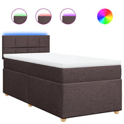 Letto singolo | Letto per adulti | Giroletto a Molle con Materasso Marrone Scuro 80x200 cm Tessuto