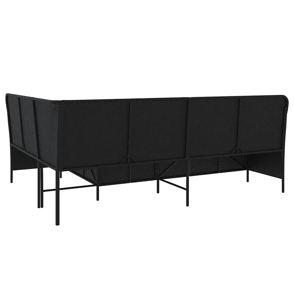 Divano da giardino con Cuscini a forma di L in Polyrattan Nero 369008