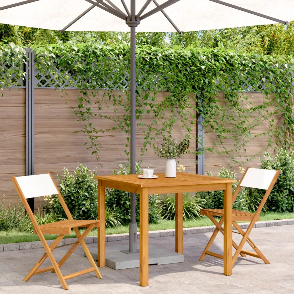 Sedie BistrÃ² 2pz Bianco Crema Legno Massello Acacia e Tessuto