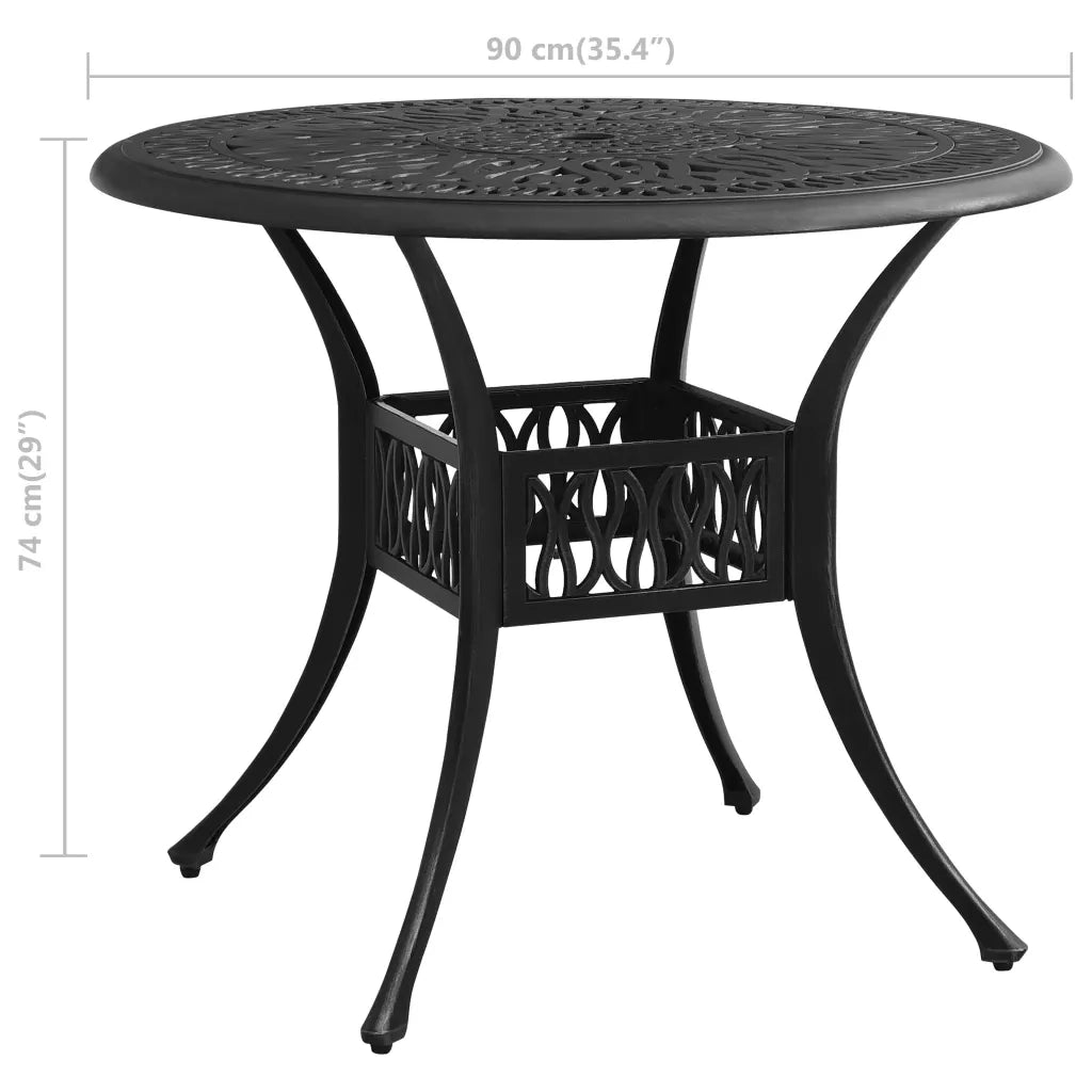 Tavolo da Giardino Nero 90x90x74 cm in Alluminio Pressofuso 315586