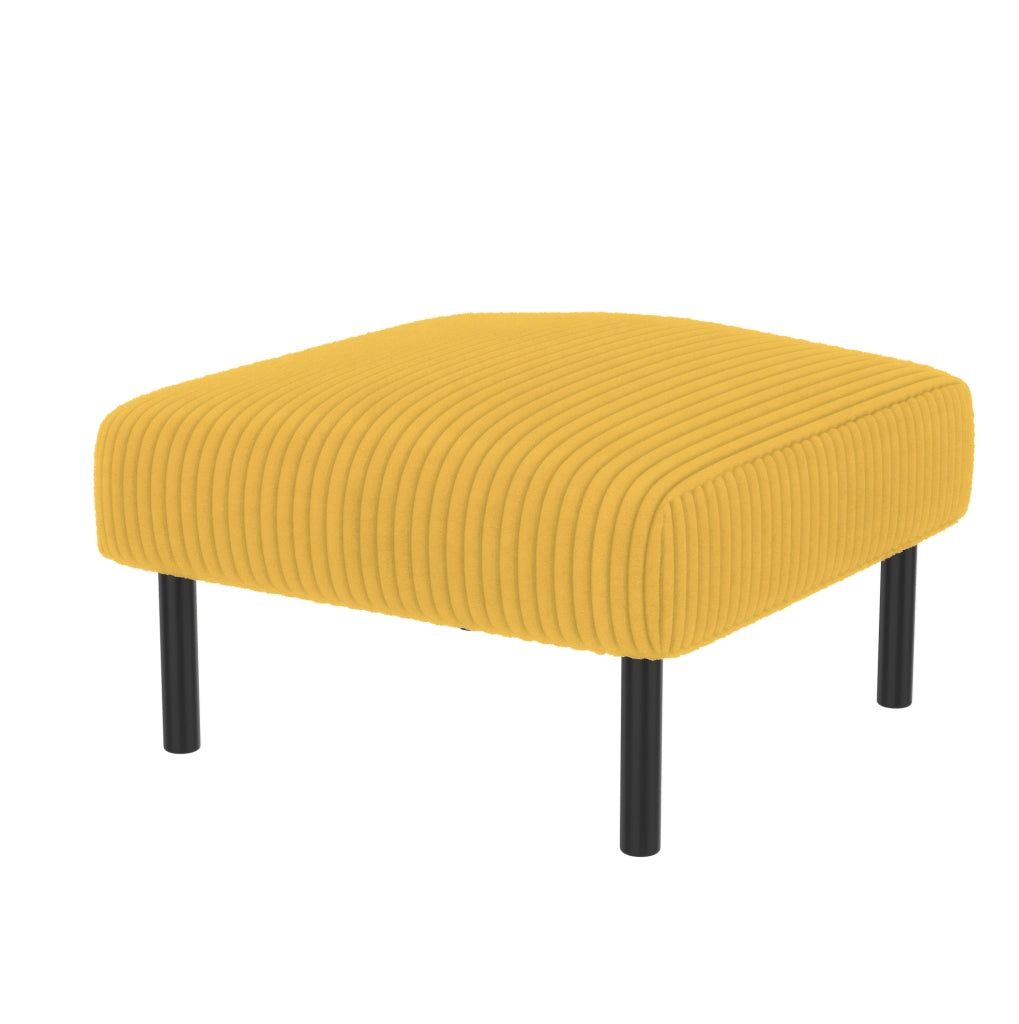 Set divano; poltrona e pouf con tasca laterale in corduroy giallo