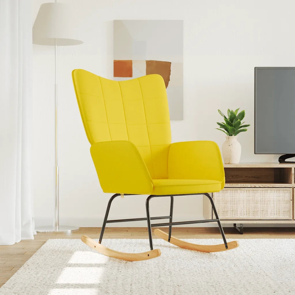 Sedia a Dondolo Giallo Senape in Tessuto CFW3097343