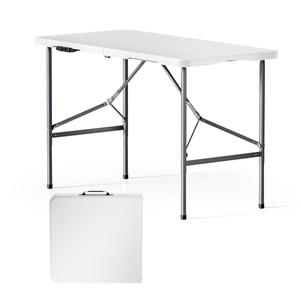 Tavolo da campeggio richiudibile 122x60x75cm bianco per giardino esterno