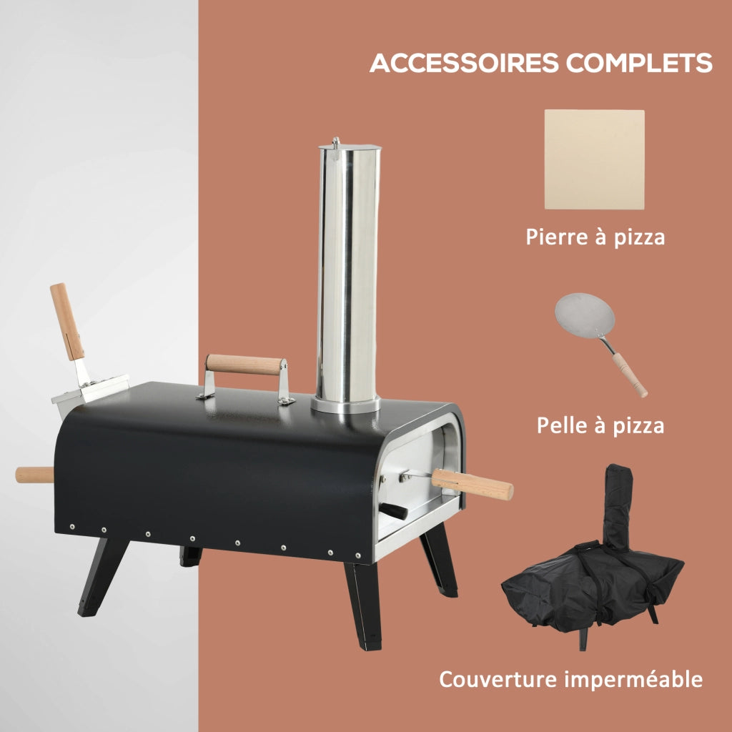 Forno da Pizza Esterno Legno Pieghevole con Pala ¨C zephmum ¨C Pietra 30 cm