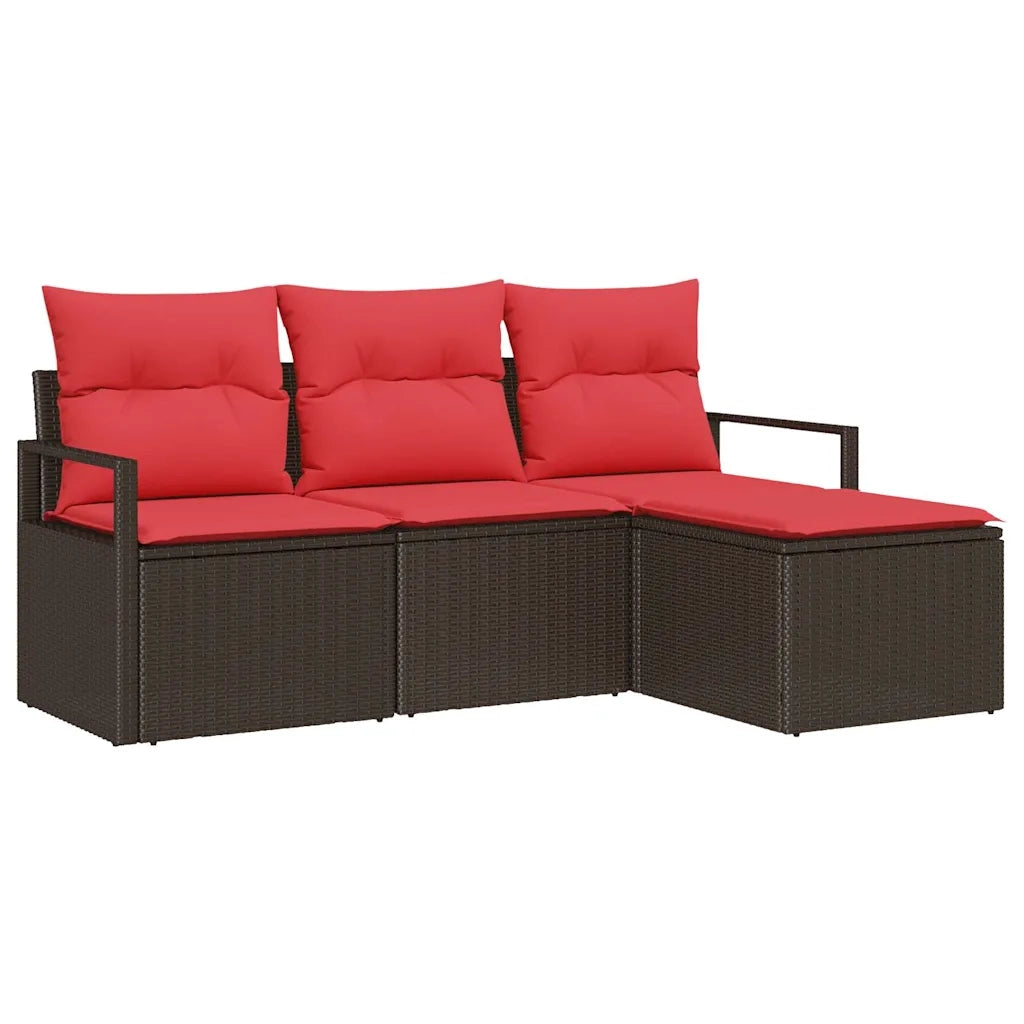 Set di divani 4 pz | Set Salotto da Giardino Marrone polyrattan