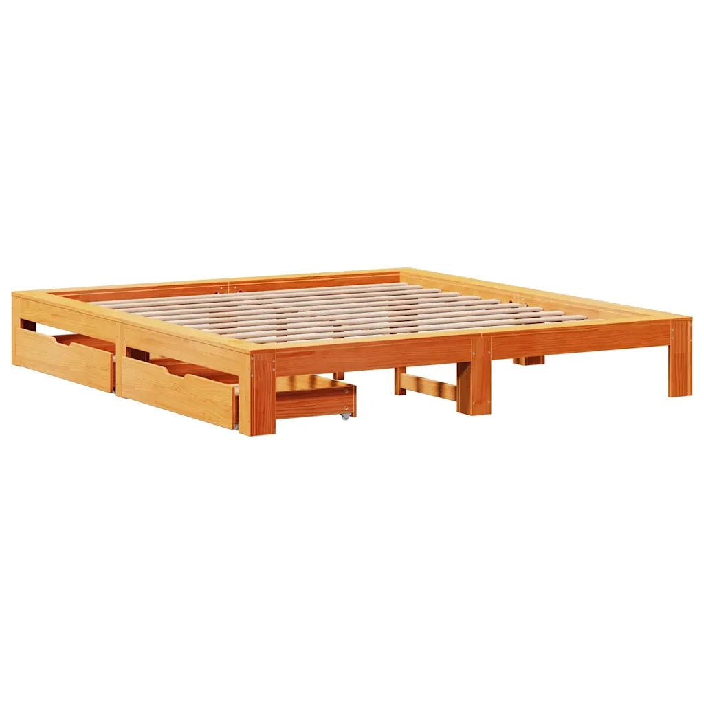 Giroletto senza Materasso Marrone Cera 200x200 cm Legno di Pino