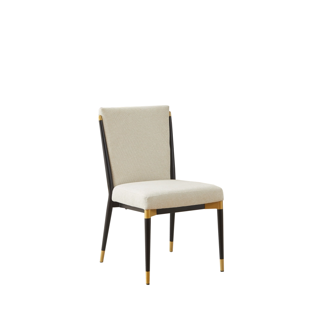 Sedia da pranzo Set da 2 con Piedini Regolabili e Design Minimalista, in Tessuto Beige