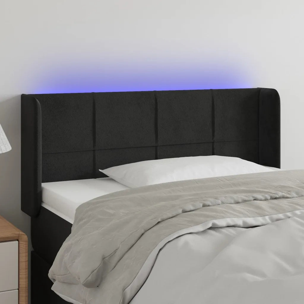 Testiera | Testata a LED Nera 103x16x78/88 cm in Velluto