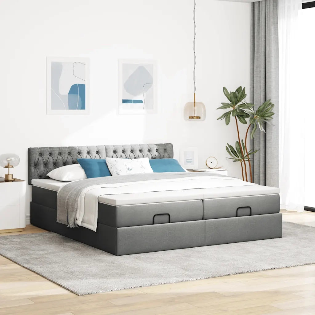 Struttura Letto Pouf con Materassi 160x200 cm in Tessuto 3312009