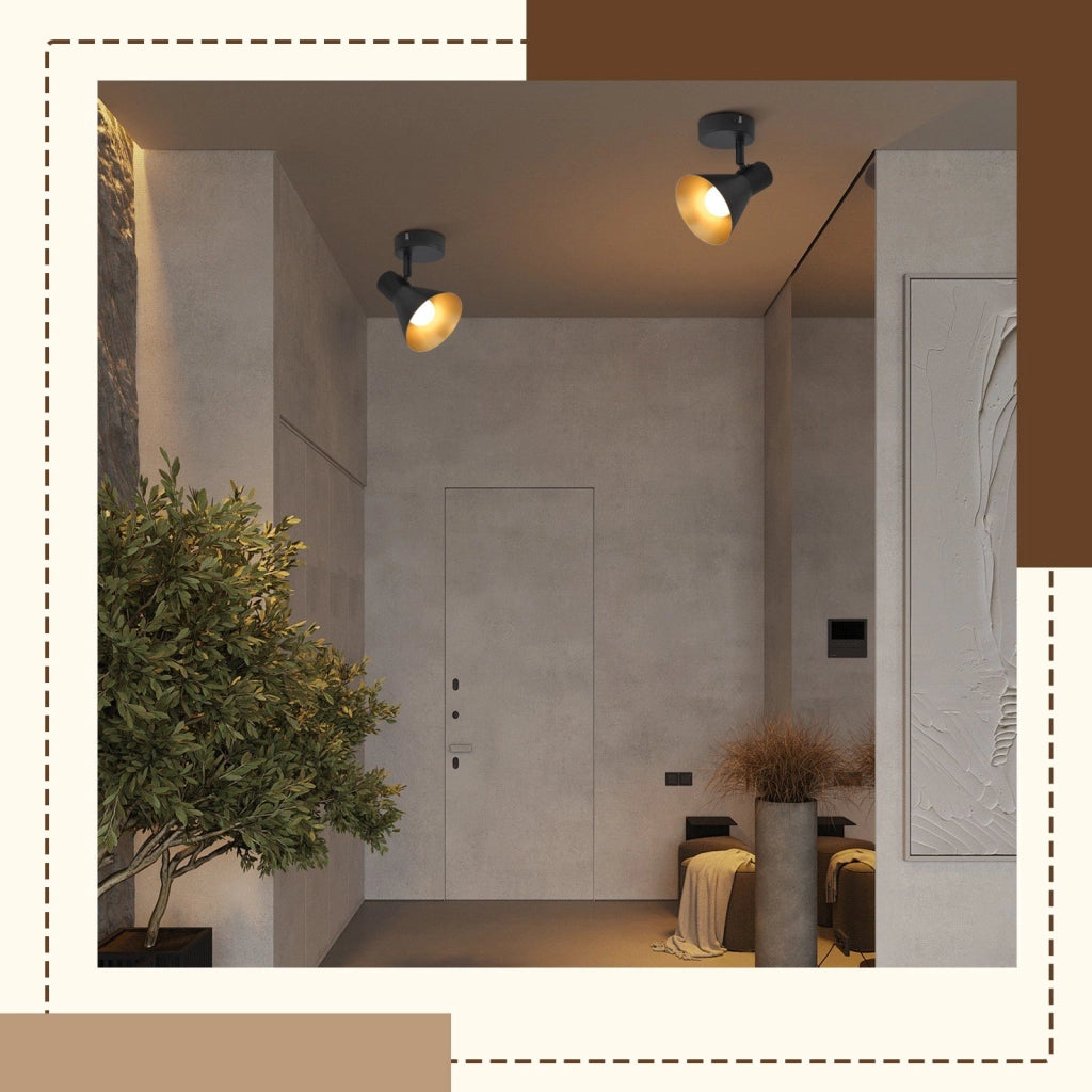 ZMH Faretto da soffitto retrò neri E14 metallo girevoli 330° per camera letto soggiorno scale corridoio
