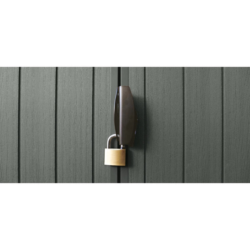 Casetta da giardino in resina EVOTECH+ effetto legno 190x122x221 cm - con pavimento rialzato e doppia porta - Verde – Keter