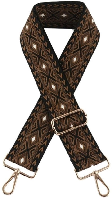 Cinturino per borsa adattabile - Larghezza 5 cm - Lunghezza 75-135 cm - Materiale Polyester - Fermo in oro - Cinturino per borsa