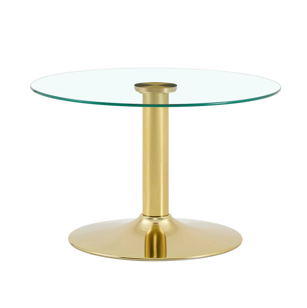 Tavolino da caffè rotondo ? 70 cm in vetro temperato e metallo oro