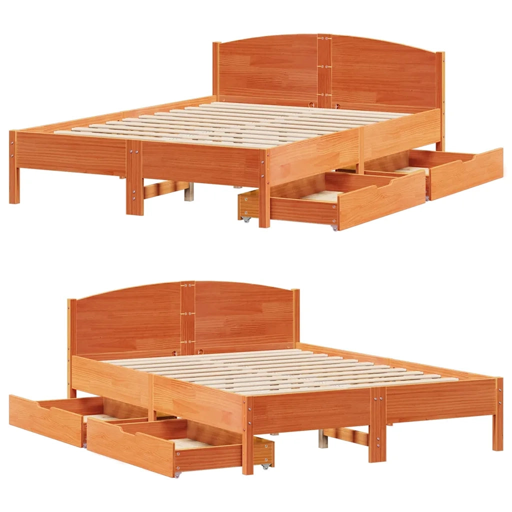 vidaXL Giroletto senza Materasso Marrone Cera 140x200cm Massello Pino