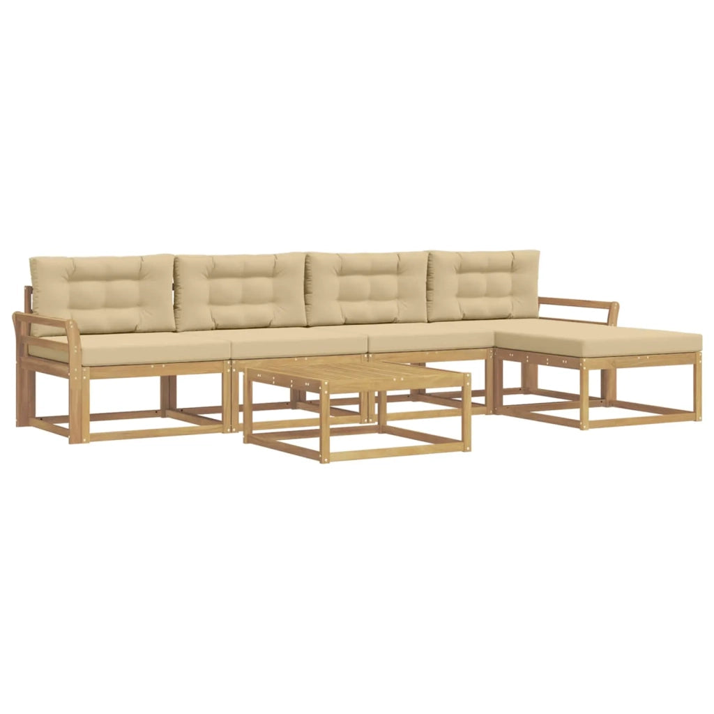 Set di divani da esterno 6 pcs Bianco e Beige 79 x 79 x 37 cm 3386342