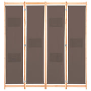 Divisorio Ambienti | Divider per stanze | Paravento a 4 Pannelli Marrone 160x170x4 cm in Tessuto