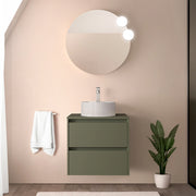 Mobile bagno sospeso 70 cm verde satinato con top per lavabo da appoggio Gaya