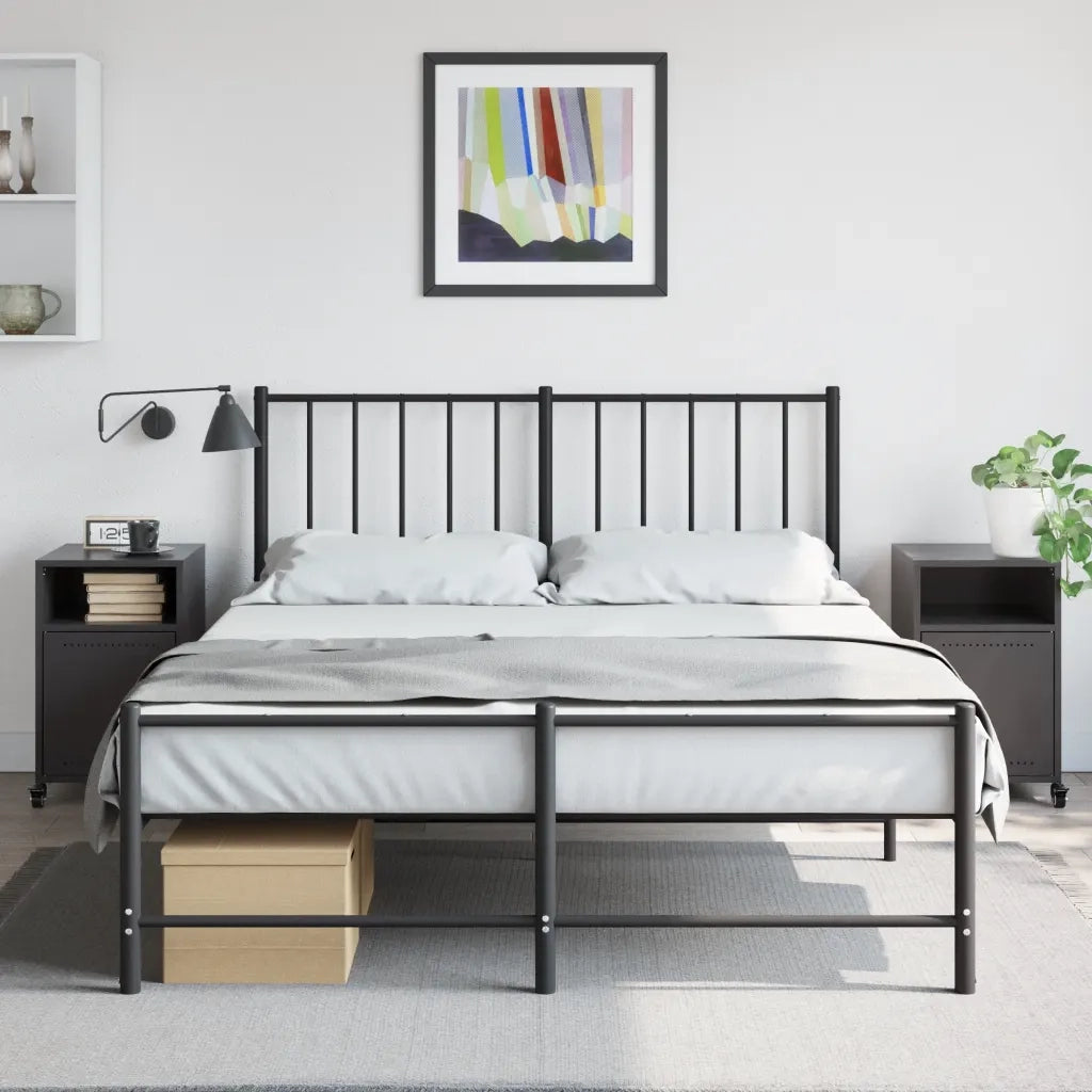 Set di 2 Comodini | Armadio da Notte | Mobiletto da notte Neri 36x39x59 cm in Acciaio