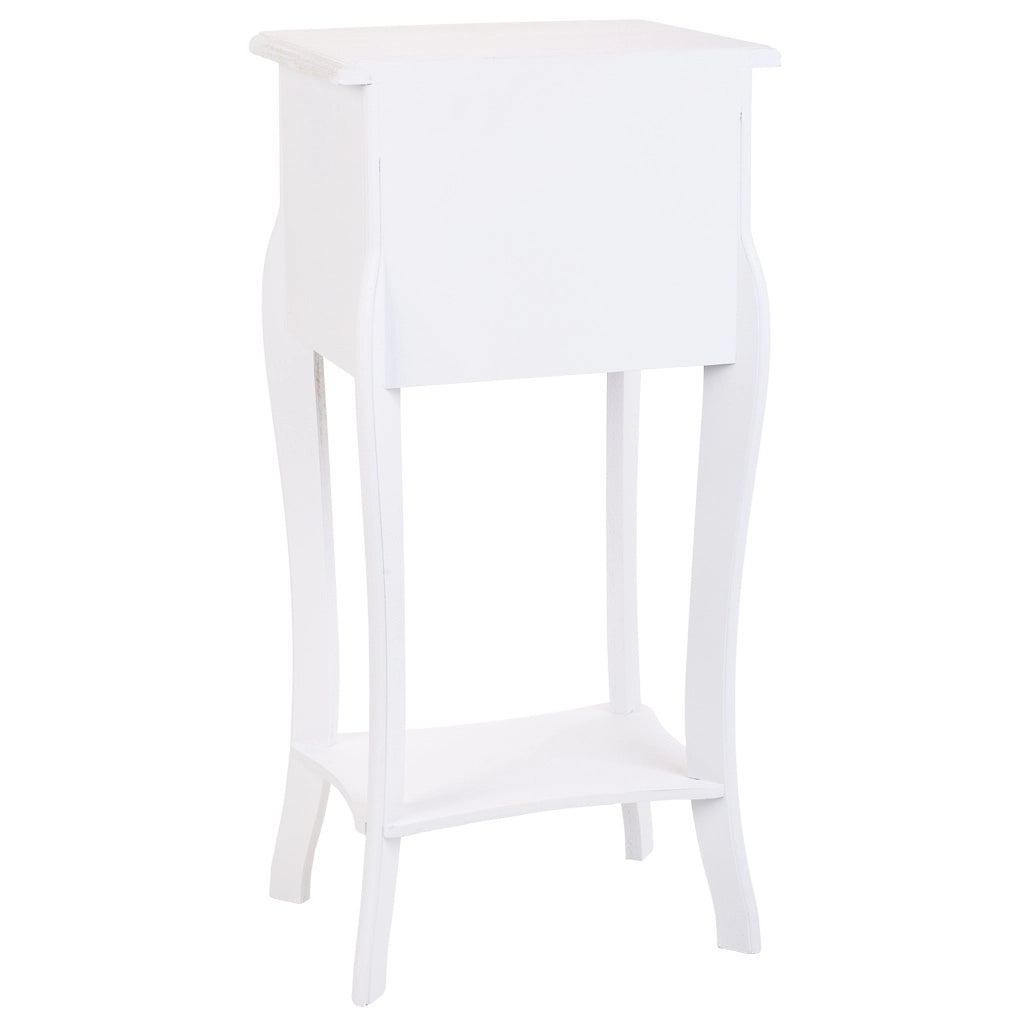 Tavolo in legno con 1 cassetto e 1 ripiano bianco 34x28x71