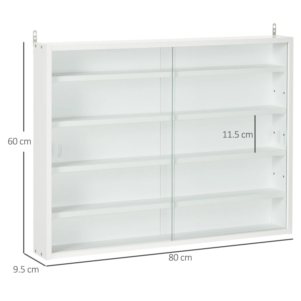 Libreria a Parete con Ripiani Regolabili in Vetro e Legno ¨C Zephmum ¨C Bianco 80x9.5x60 cm