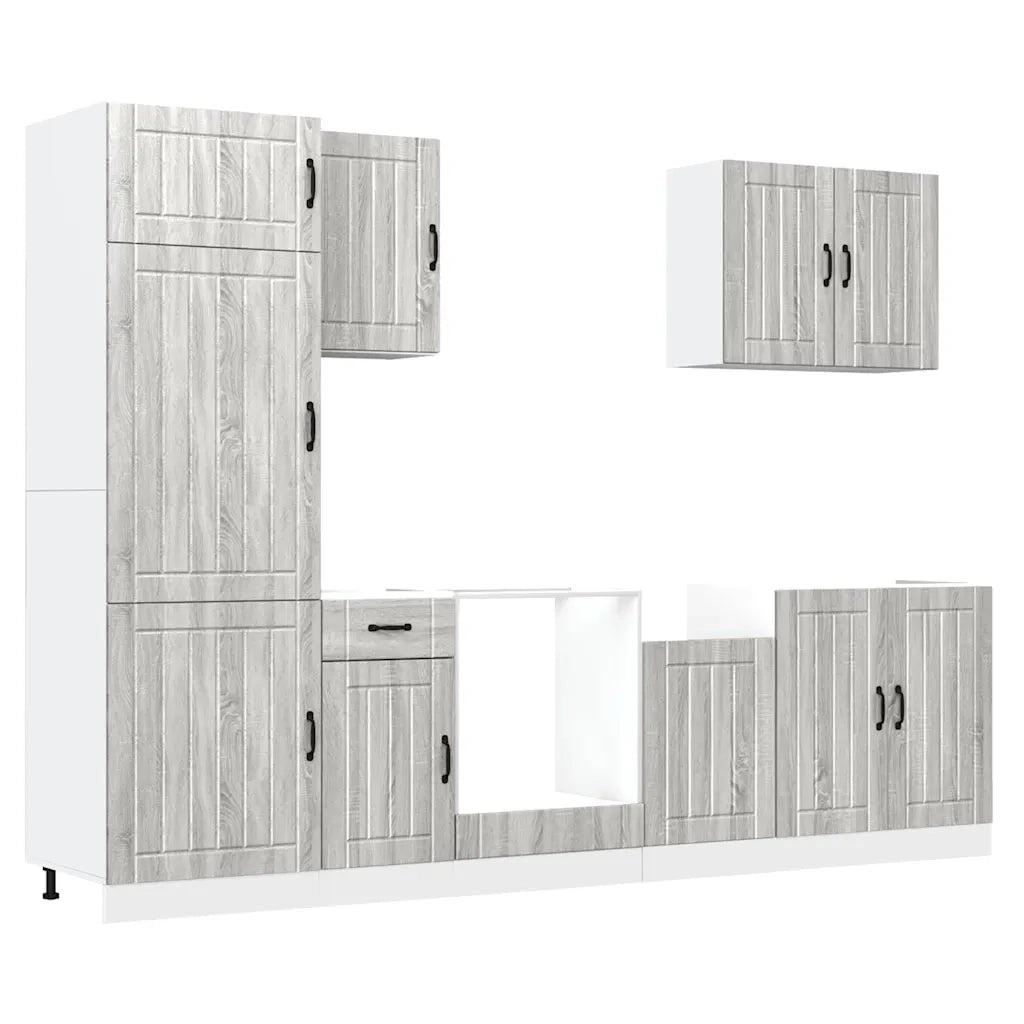 vidaXL Set Mobili da Cucina 7 pz Lucca Grigio Sonoma in Truciolato