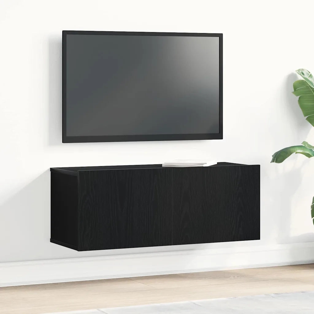 Mobile TV Rovere Nero 80 x 30 x 30 cm Legno multistrato 862486