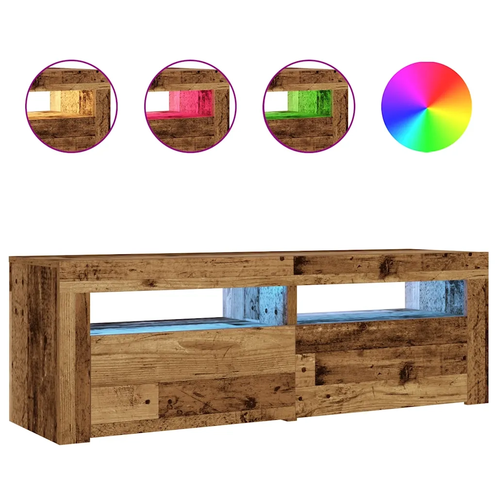 vidaXL Comodini 2 pz con Luci LED Legno Antico 60x35x40 cm