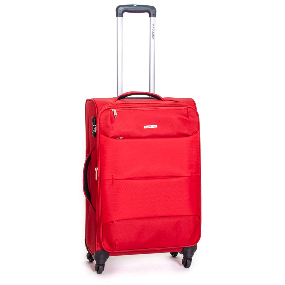 Trolley Valigia Media Morbida in Poliestere 4 Ruote TSA Ravizzoni Ambra Rosso