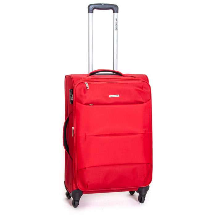 Trolley Valigia Media Morbida in Poliestere 4 Ruote TSA Ravizzoni Ambra Rosso
