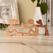 Ornamenti in stile astratto per famiglie - figure di cani in legno scolpito a mano (stile C)