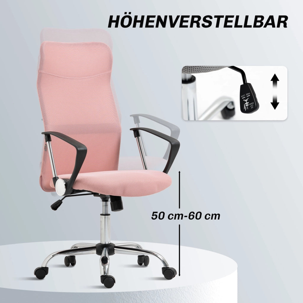 Sedia da Ufficio Ergonomica Regolabile in Altezza ¨C Minimal ¨C 63x65x109-119 cm Rosa