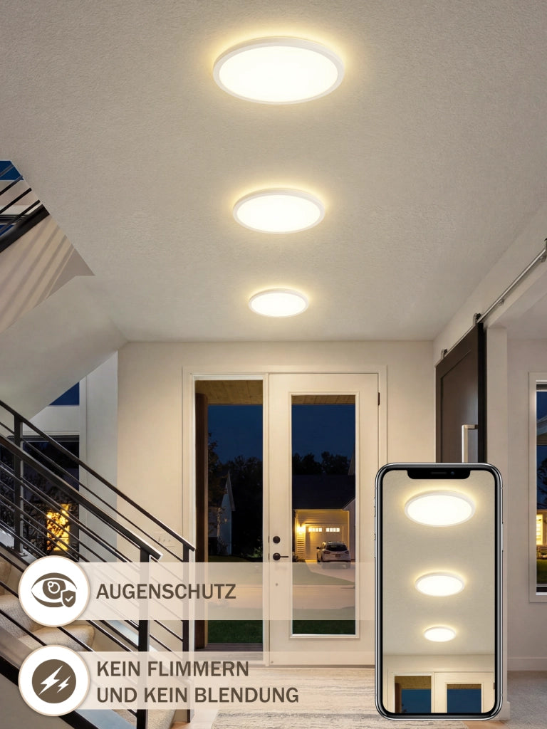 ZMH Lampada da Soffitto LED con Sensore di Movimento 18W 29cm Rotonda 4000K Radar per Corridoio Scala