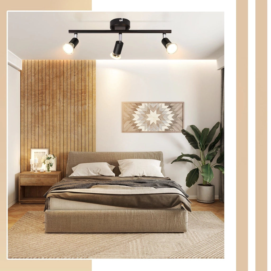 ZMH Faretto da soffitto neri 3 luci GU10 metallo rotanti 330° stile moderno per soggiorno corridoio senza lampadina