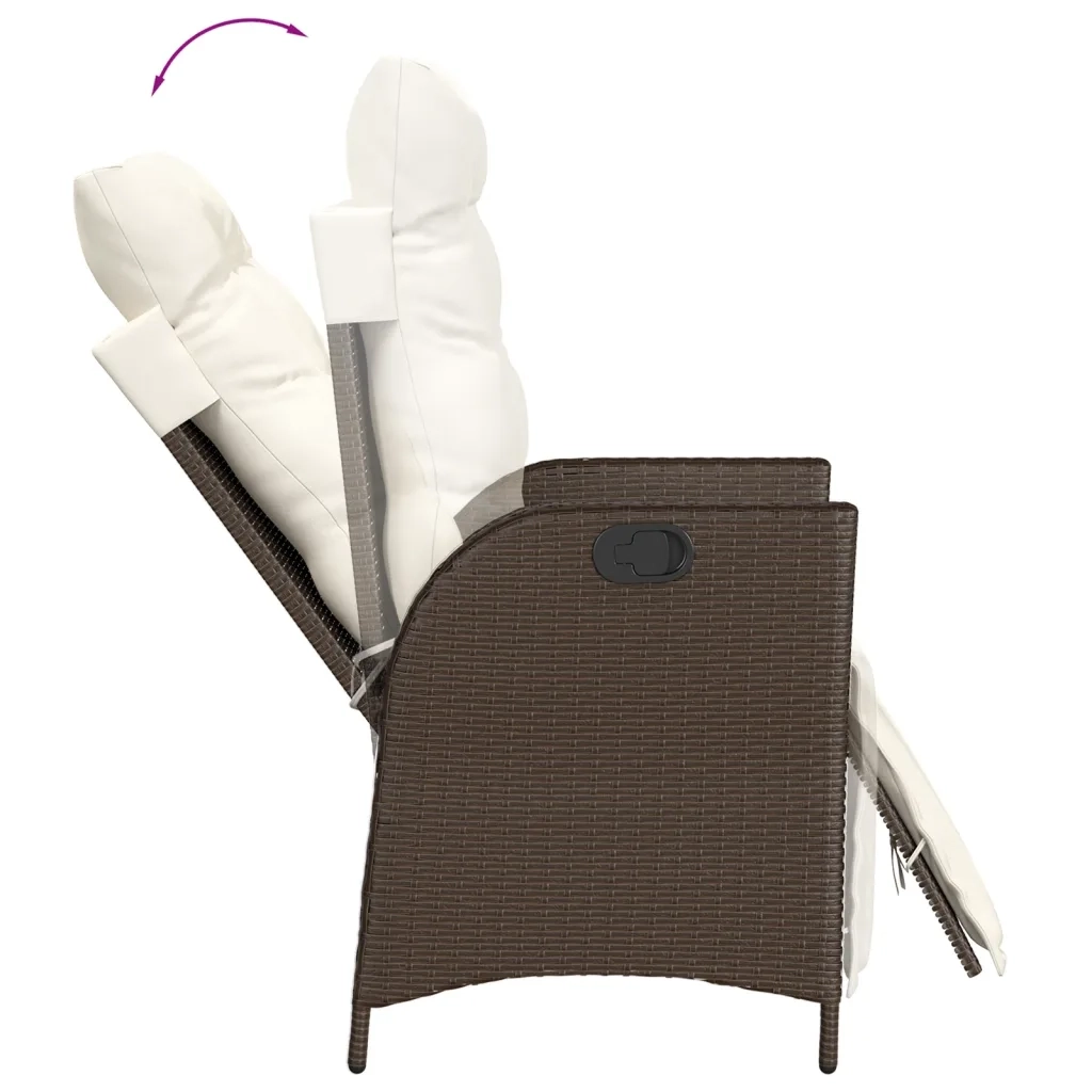 Set Bistrò 3 pz con Cuscini Marrone in Polyrattan