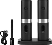 Set di macinacipolle e pepe con contenitore - Elettrico 2-in-1 - Regolabile finitura - Con luce LED - Alimentato da USB - Per cucina barbecue e ristorante