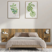 Testiera Letto con Comodini-Testiera con Contenitore in Legno Multistrato Rovere Fumo 319405