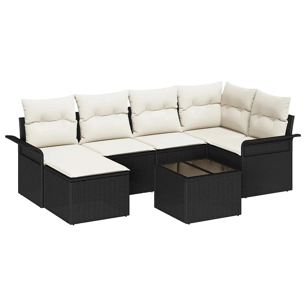 Set Divano da Giardino con archiviazione 7 pcs Nero polyrattan 3354106