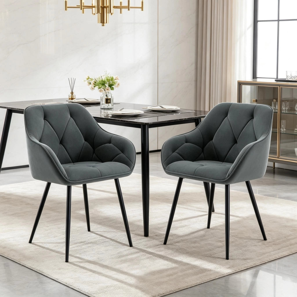 SEDIA da pranzo ergonomica 45,5x45x83,5 cm velluto grigio scuro Set da 2 pezzi