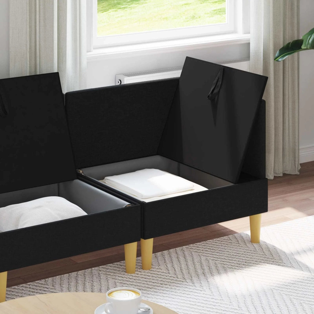 Set di divani modulari con spazio di archiviazione 4 pcs Nero