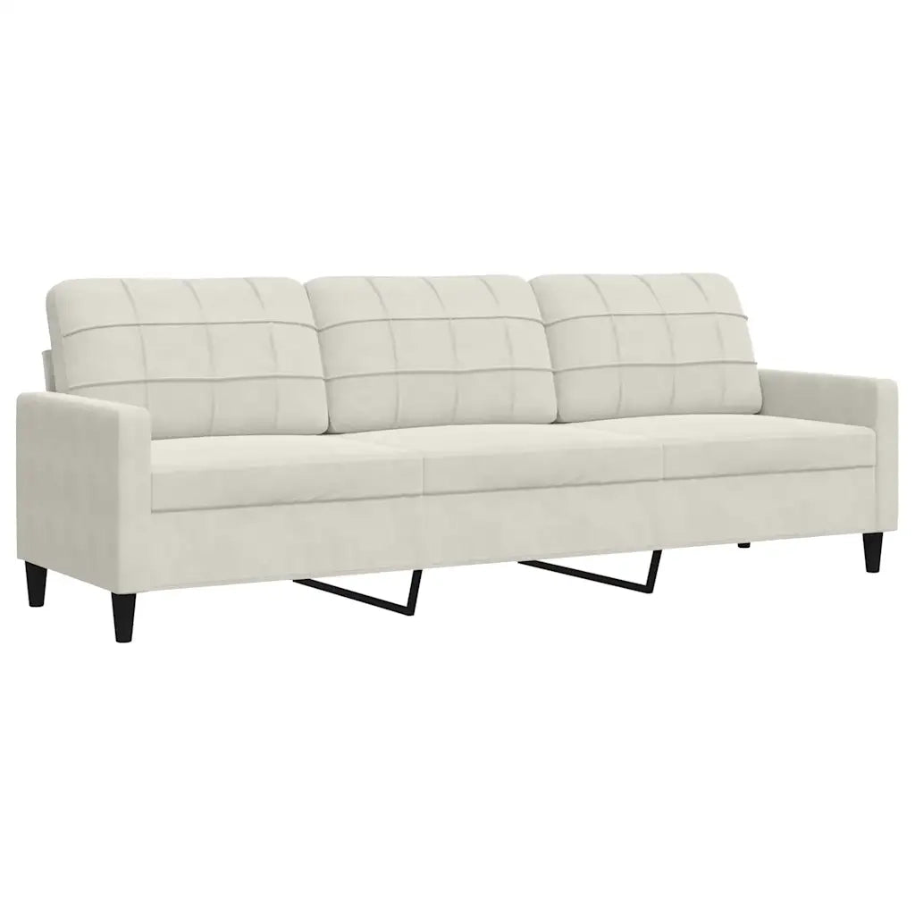 Set di Divani 3 pz con Cuscini Crema in Velluto