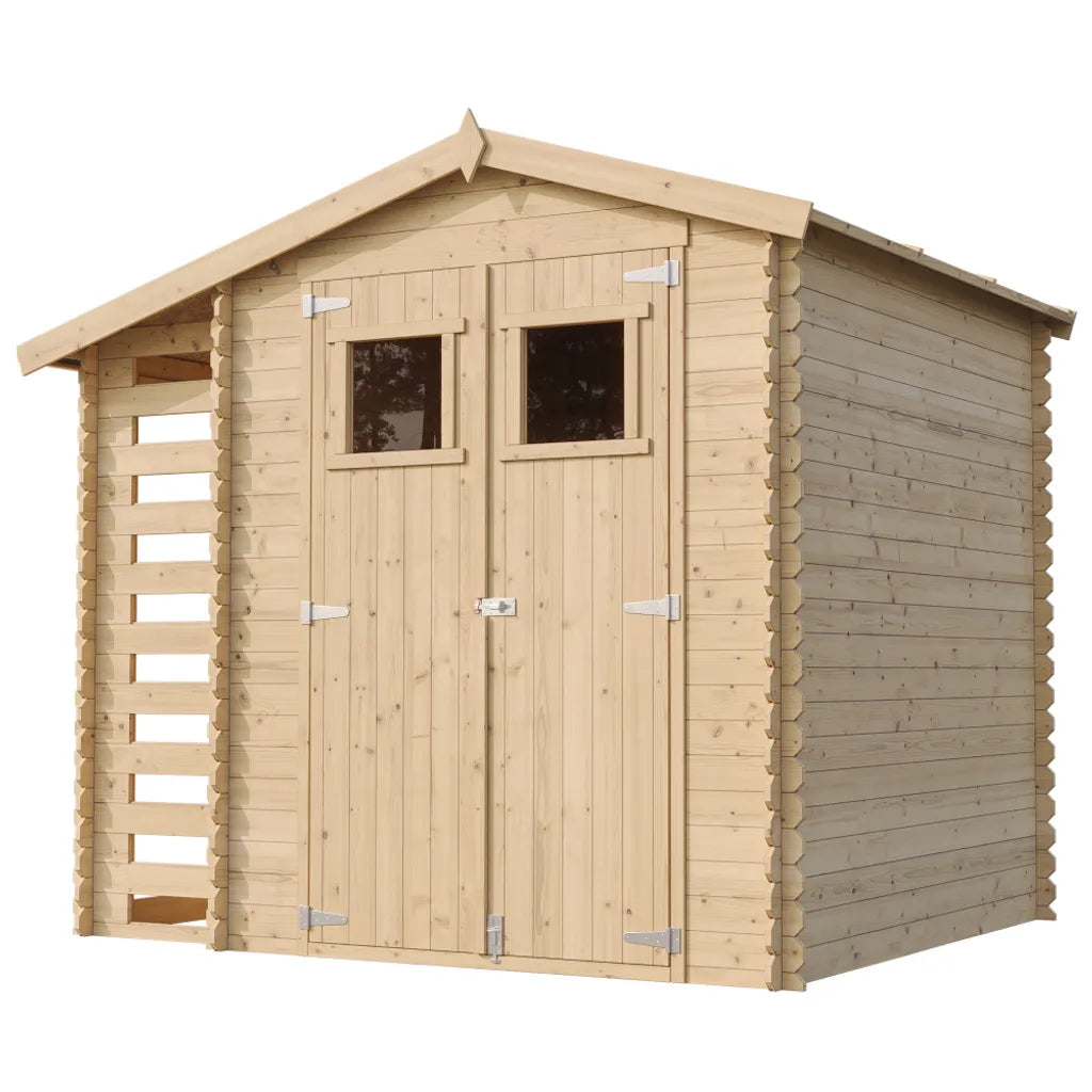 Casetta da Giardino in Legno con Legnaia da Esterno - 3,53 m2 + 0,97 m2 - TIMBELA M386