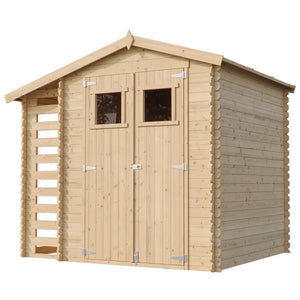 Casetta da Giardino in Legno con Legnaia da Esterno - 3,53 m2 + 0,97 m2 - TIMBELA M386
