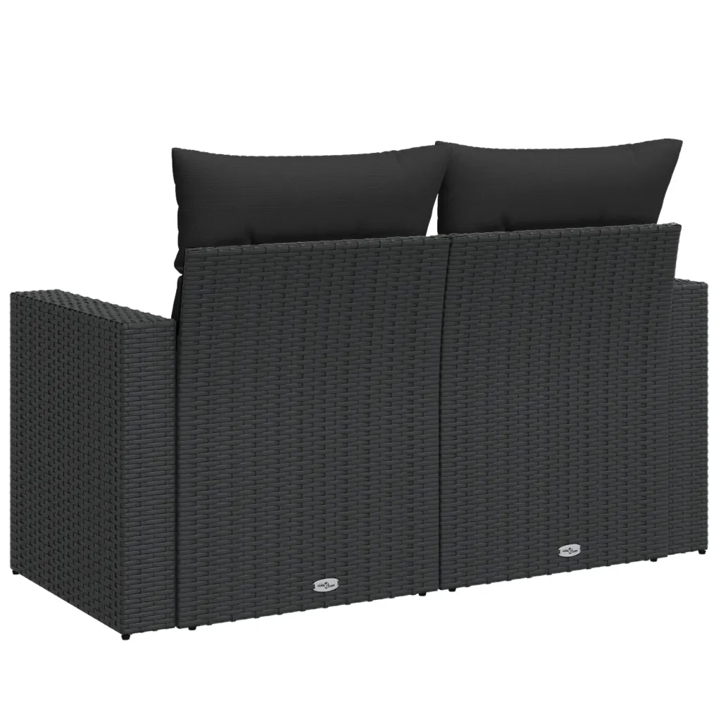 Divano da Giardino con Cuscini 2 Posti-Sofa da giardino nero in polyrattan 984280
