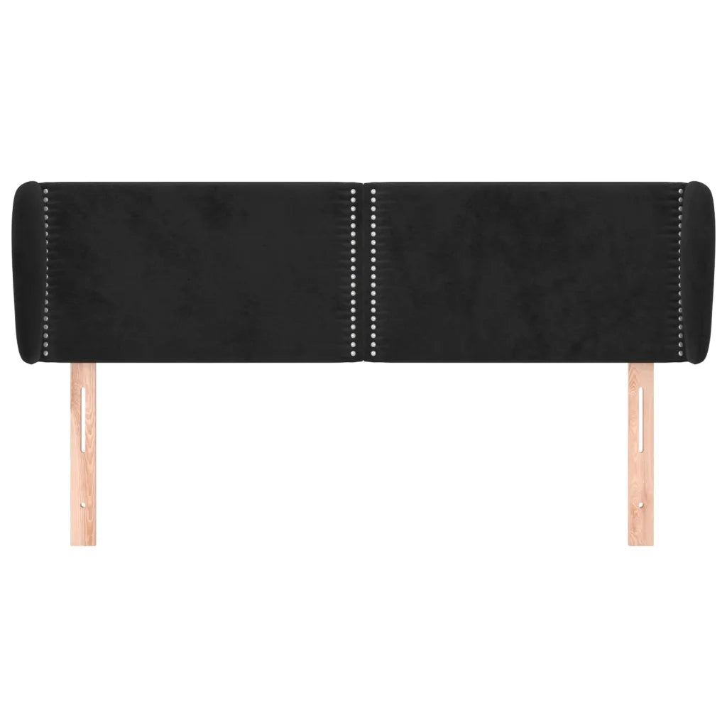 Testiera | Testata ad Orecchio Nera 147x23x78/88 cm in Velluto